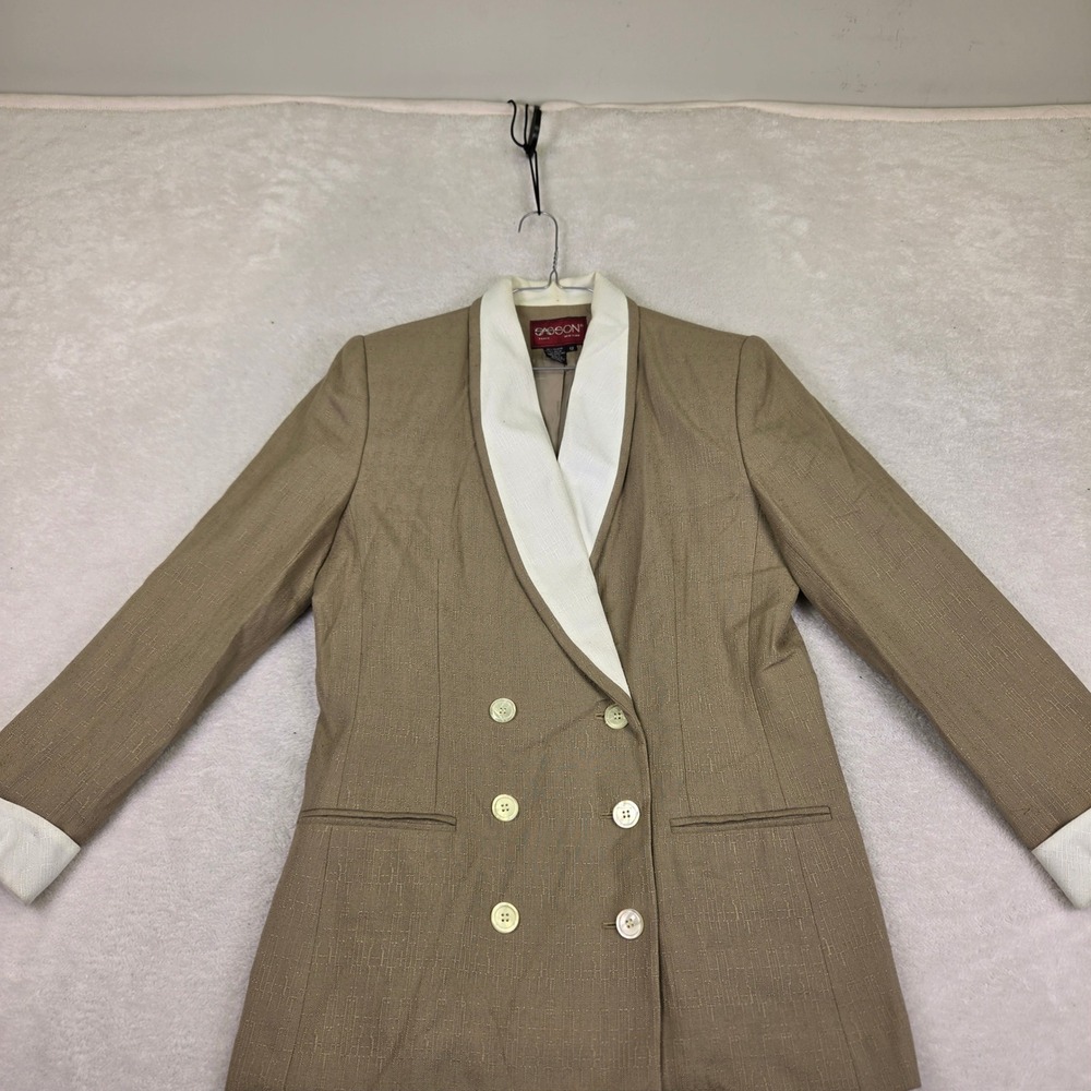 Sasson Paris New York Vintage Tan Double Breasted Blazer Shawl Collar Size 128